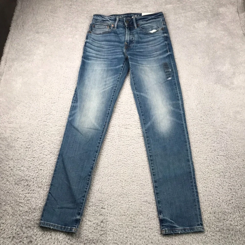 American Eagle Jeans Mens 28x32 Low Skinny AirFlex Stretch Stone Wash NEW NWT